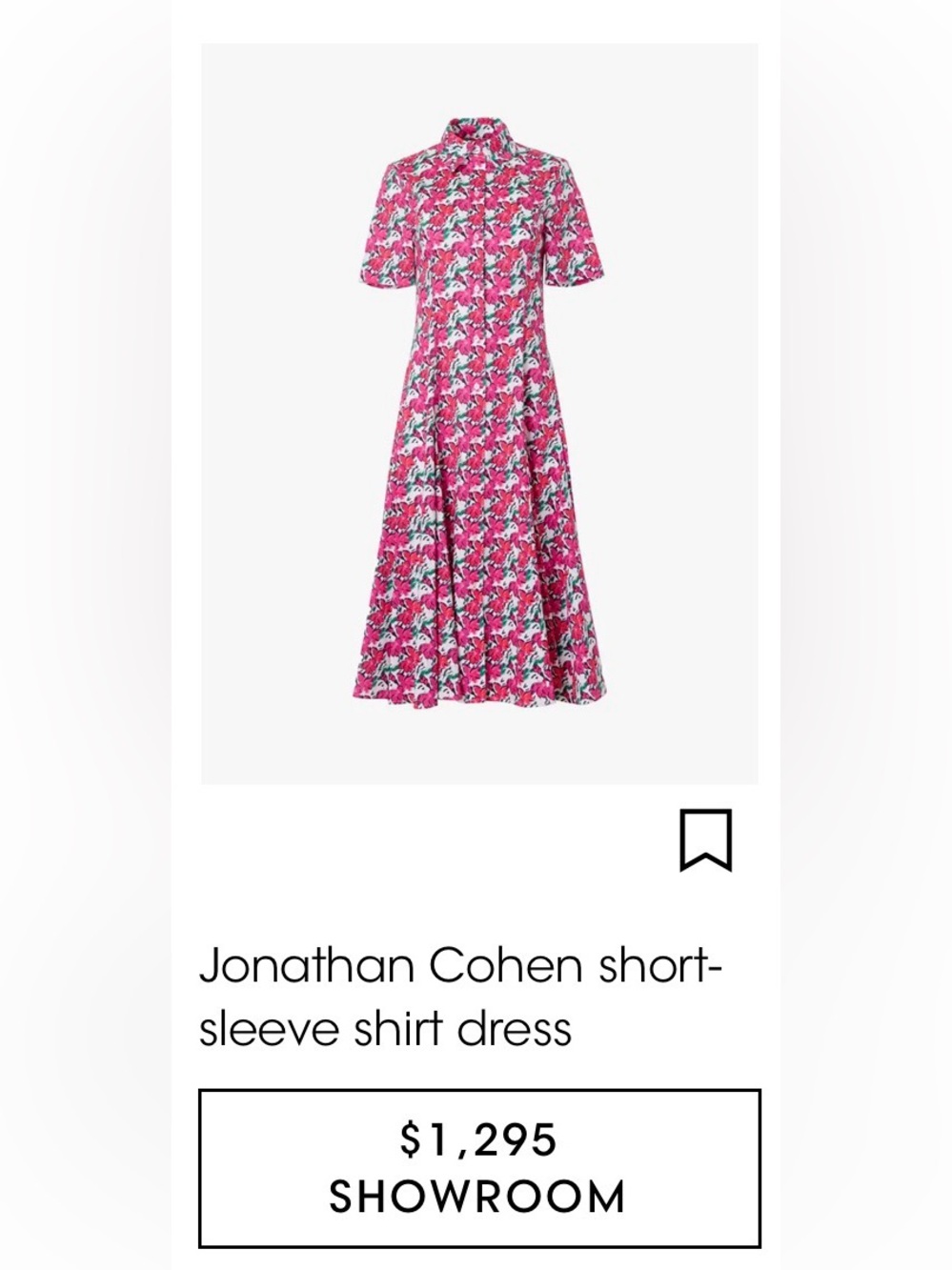 Jonathan Cohen Floral Pink Short-Sleeve Shirt Dress Small - Picture 2 of 8